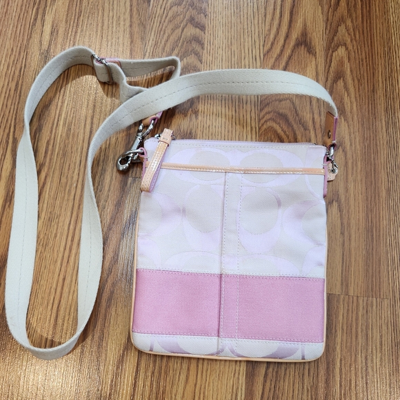 Coach Pink and Cream Crossbody Bag with Leather Trim - Picture 5 of 16